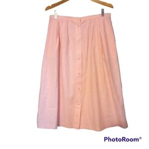Alfred Dunner Pink and White Gingham Button Down Midi Skirt
